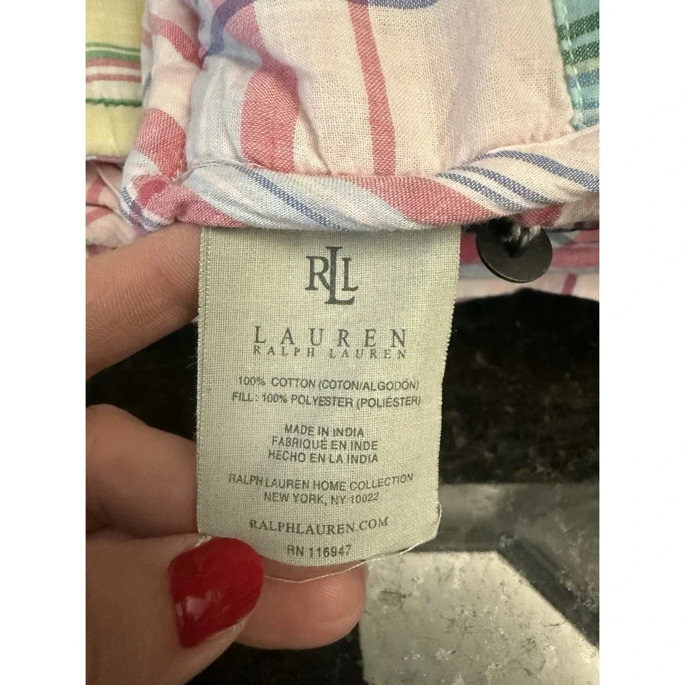 Set‎ Of 2 RALPH LAUREN Madras Plaid Quilted Standard Pillow Shams Pink Carly